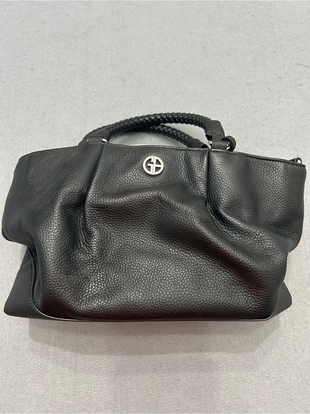 Women’s Giani Bernini Black Pebbled Leather Shoulder Bag Slouchy Tote